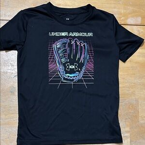 Under Armour Black Tee with Neon Baseball Glove